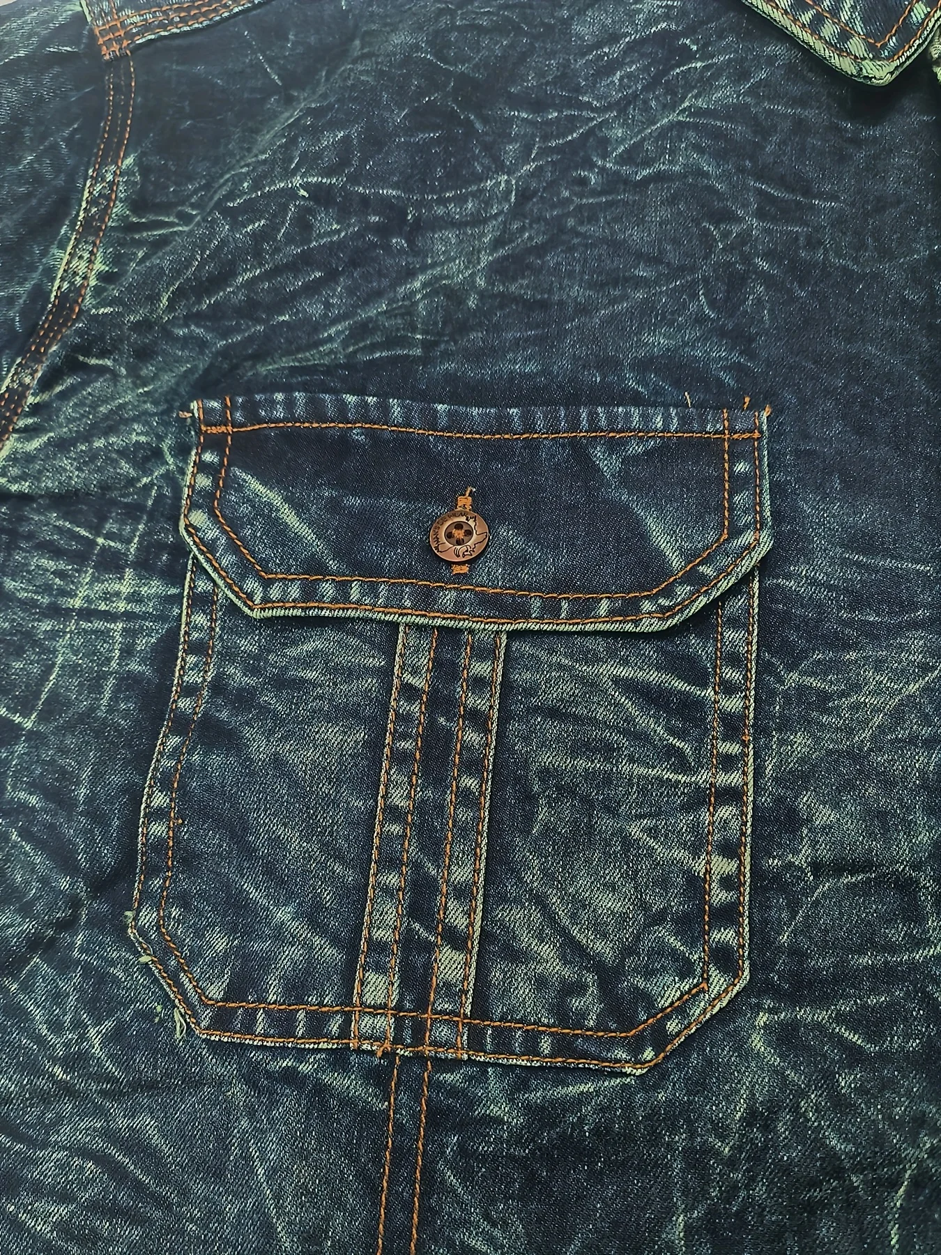 New Long-Sleeved Denim Shirt, New Trendy Men's Casual Shirt, Versatile High-Grade Double-Pocket Tie-Dye Top, Color-Block Denim M New Long-Sleeved Denim Shirt, New Trendy Men's Casual Shirt, Versatile High-Grade Double-Pocket Tie-Dye Top, Color-Block Denim M