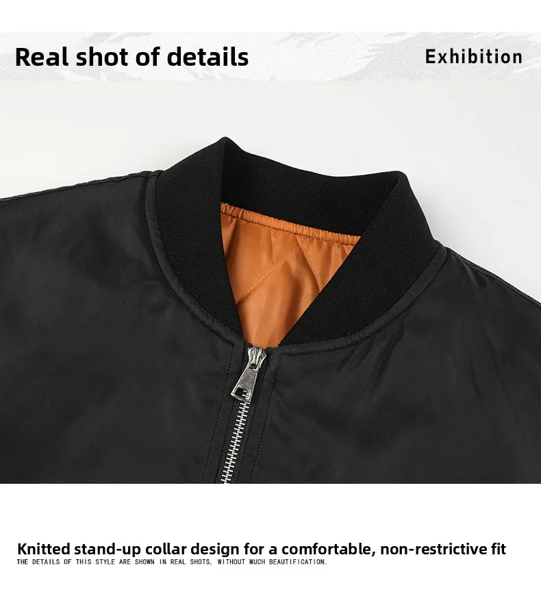 New Fashion Men Aviator Jackets Thick Warm Orange Lining Jacket Fall Winter Casual Windproof Coats Baseball Collar Cotton Jacket