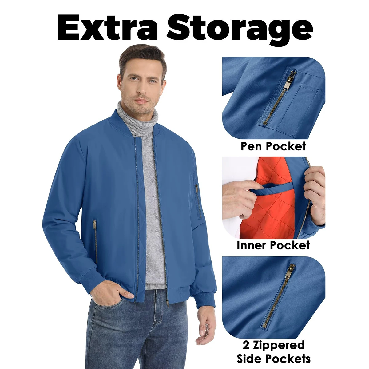 MAGCOMSEN Bomber Jacket Men Warm Zip Up Winter Padded Coat Casual Baseball Jackets Pilot Windbreaker Varsity Jackets