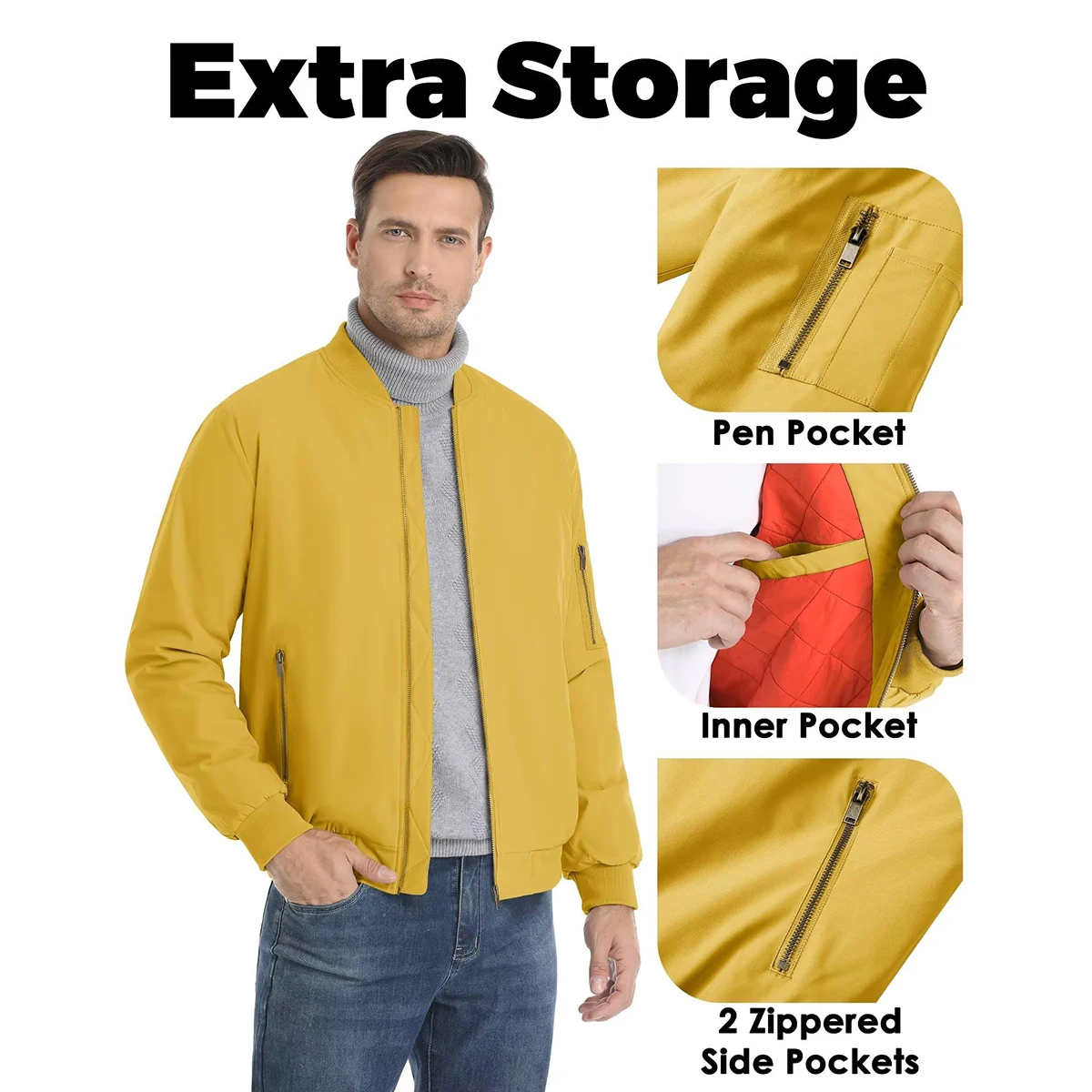 MAGCOMSEN Bomber Jacket Men Warm Zip Up Winter Padded Coat Casual Baseball Jackets Pilot Windbreaker Varsity Jackets