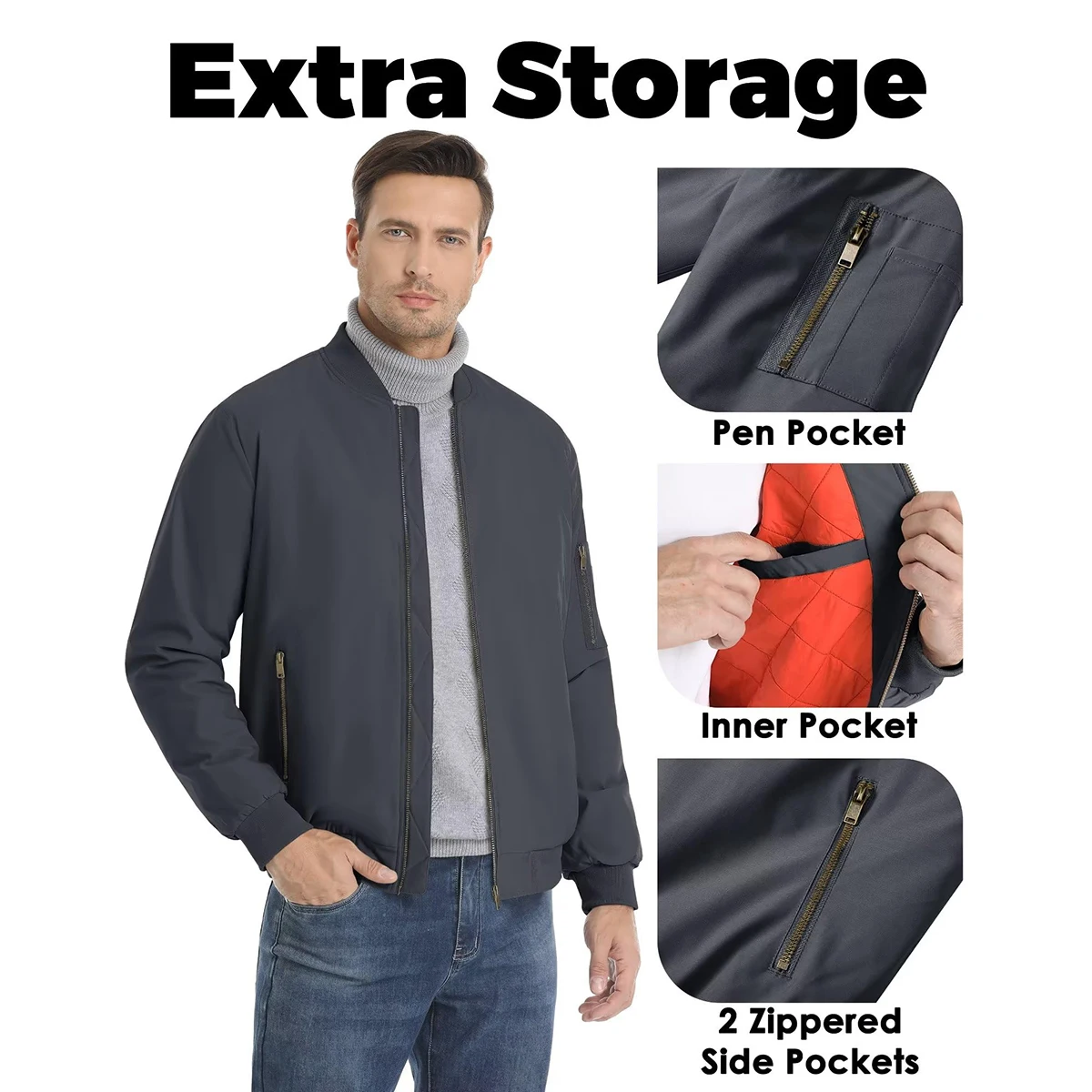 MAGCOMSEN Bomber Jacket Men Warm Zip Up Winter Padded Coat Casual Baseball Jackets Pilot Windbreaker Varsity Jackets