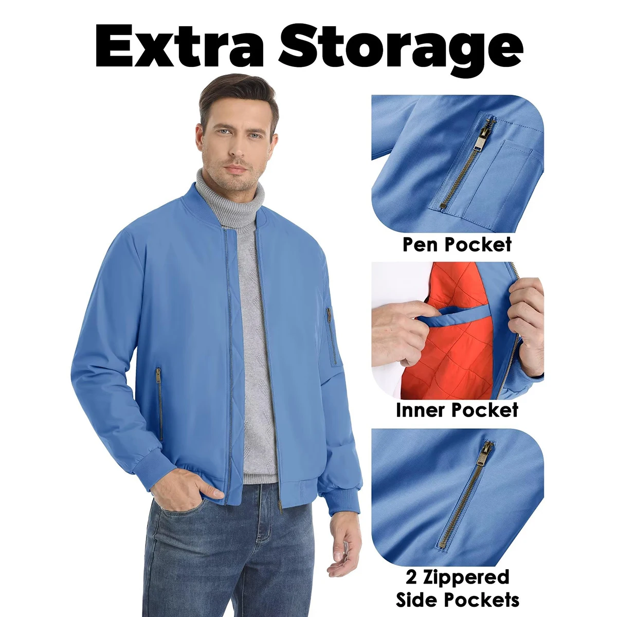 MAGCOMSEN Bomber Jacket Men Warm Zip Up Winter Padded Coat Casual Baseball Jackets Pilot Windbreaker Varsity Jackets