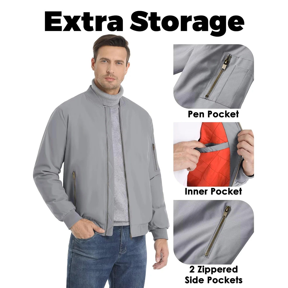 MAGCOMSEN Bomber Jacket Men Warm Zip Up Winter Padded Coat Casual Baseball Jackets Pilot Windbreaker Varsity Jackets