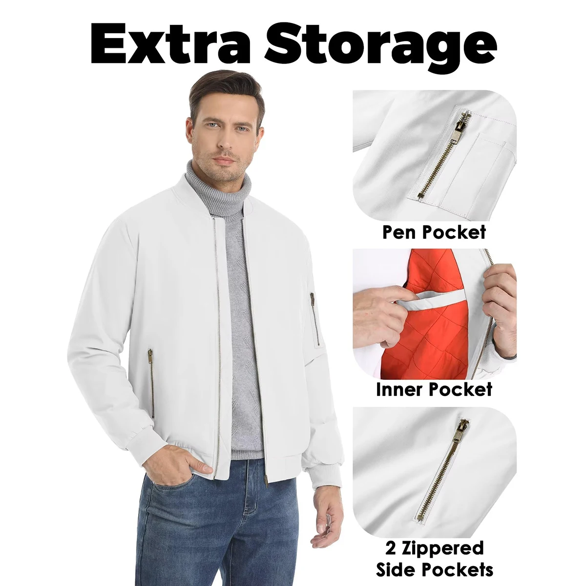 MAGCOMSEN Bomber Jacket Men Warm Zip Up Winter Padded Coat Casual Baseball Jackets Pilot Windbreaker Varsity Jackets