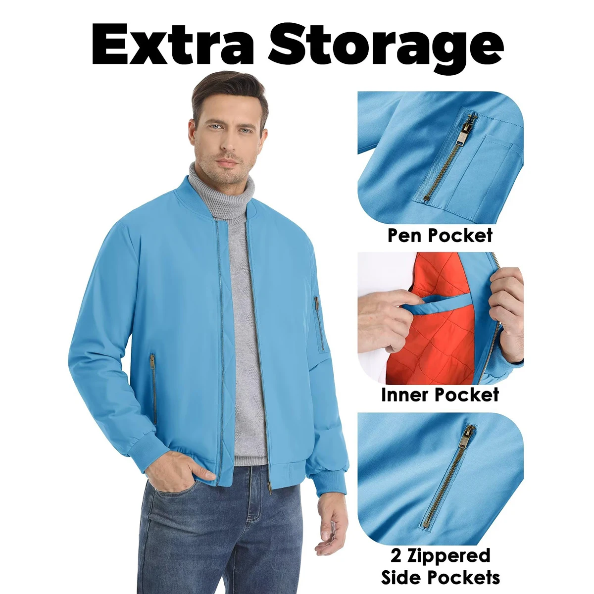 MAGCOMSEN Bomber Jacket Men Warm Zip Up Winter Padded Coat Casual Baseball Jackets Pilot Windbreaker Varsity Jackets