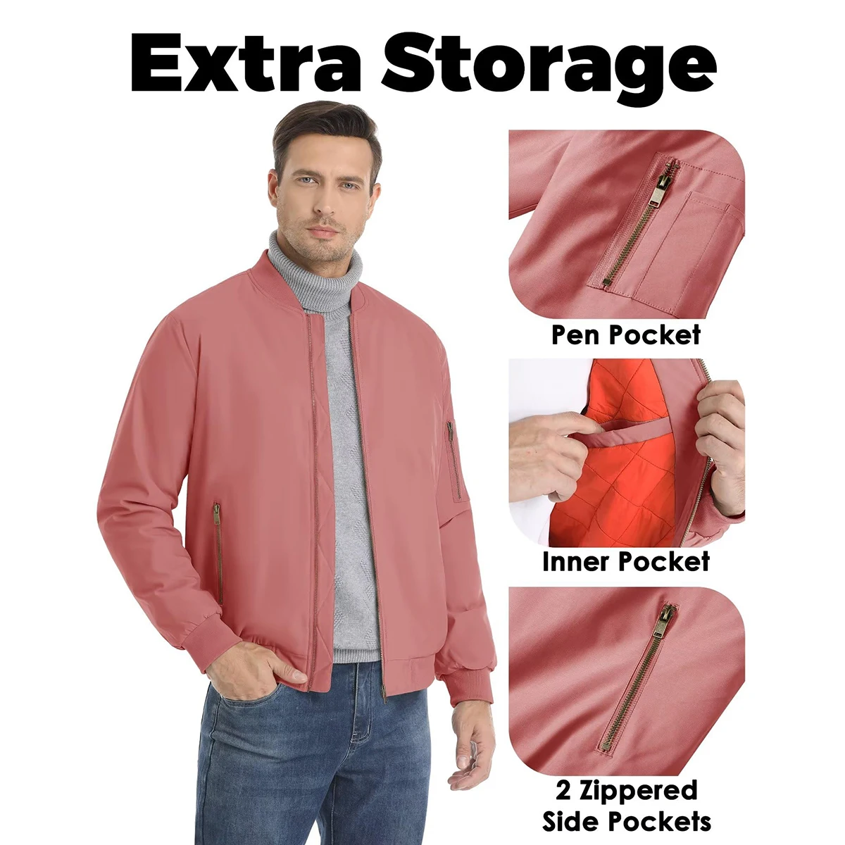 MAGCOMSEN Bomber Jacket Men Warm Zip Up Winter Padded Coat Casual Baseball Jackets Pilot Windbreaker Varsity Jackets