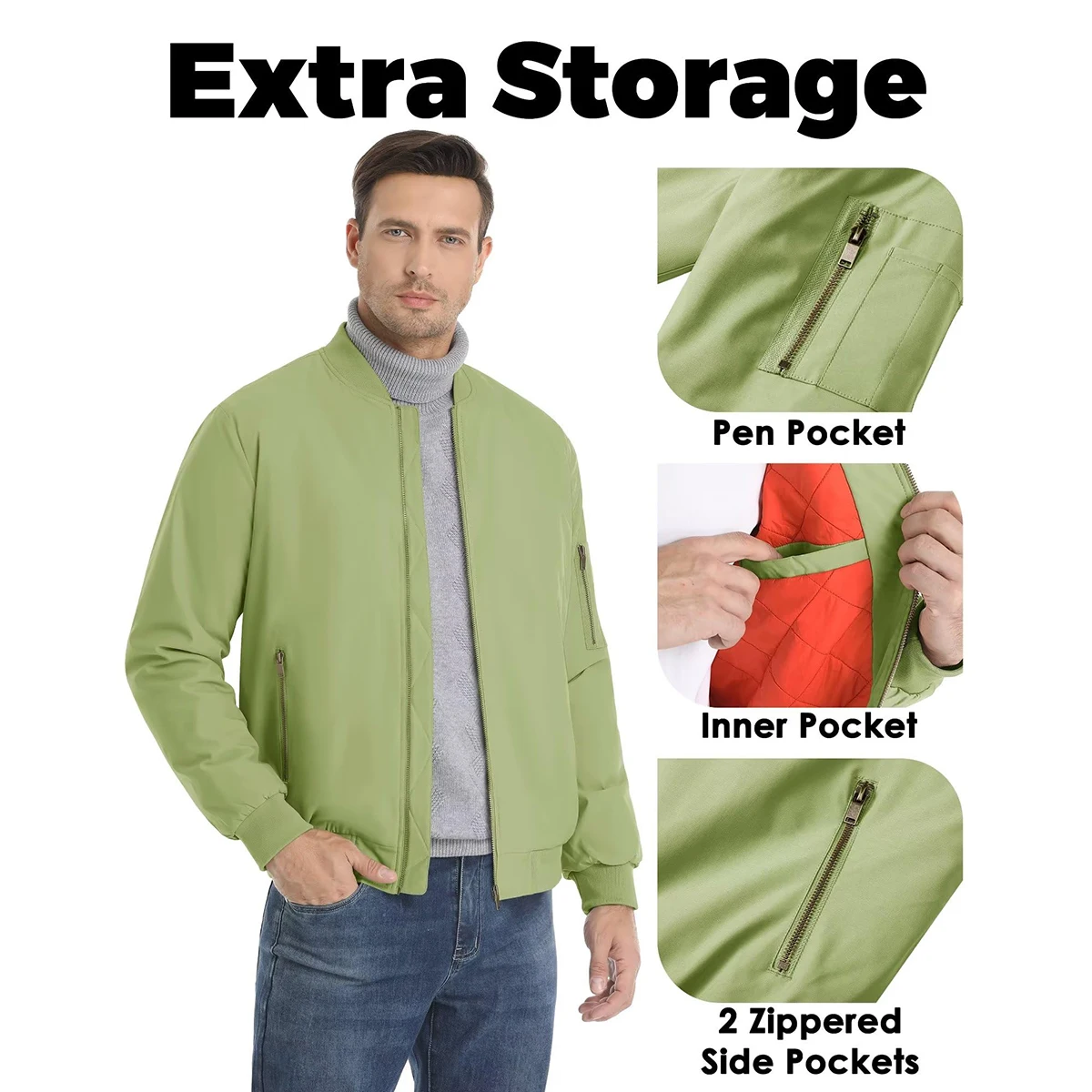 MAGCOMSEN Bomber Jacket Men Warm Zip Up Winter Padded Coat Casual Baseball Jackets Pilot Windbreaker Varsity Jackets