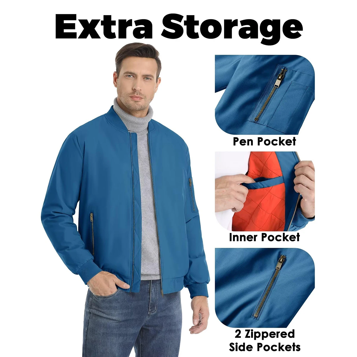 MAGCOMSEN Bomber Jacket Men Warm Zip Up Winter Padded Coat Casual Baseball Jackets Pilot Windbreaker Varsity Jackets