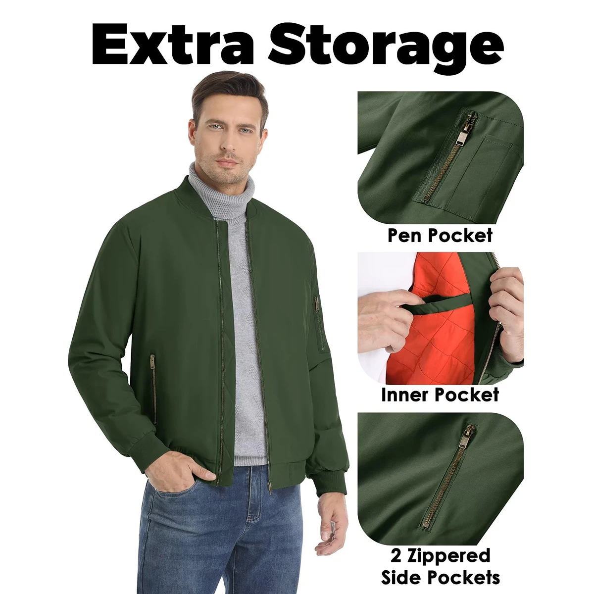 MAGCOMSEN Bomber Jacket Men Warm Zip Up Winter Padded Coat Casual Baseball Jackets Pilot Windbreaker Varsity Jackets