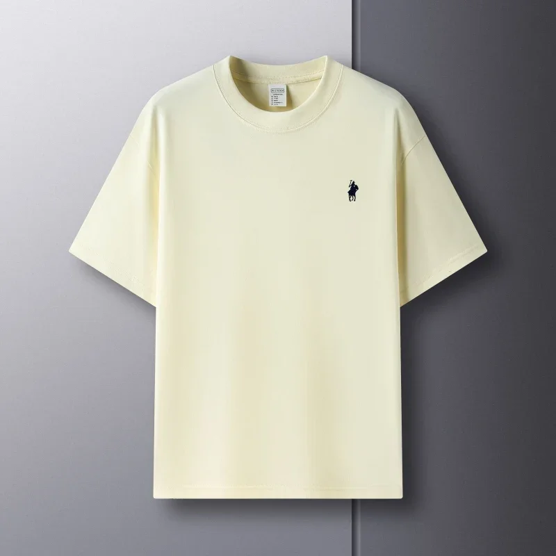 100% pure cotton short sleeve round neck men's T-shirt hot selling luxury brand summer exquisite pony embroidery breathable top