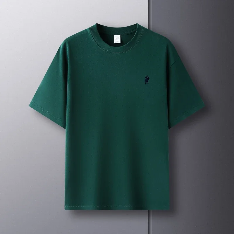 100% pure cotton short sleeve round neck men's T-shirt hot selling luxury brand summer exquisite pony embroidery breathable top
