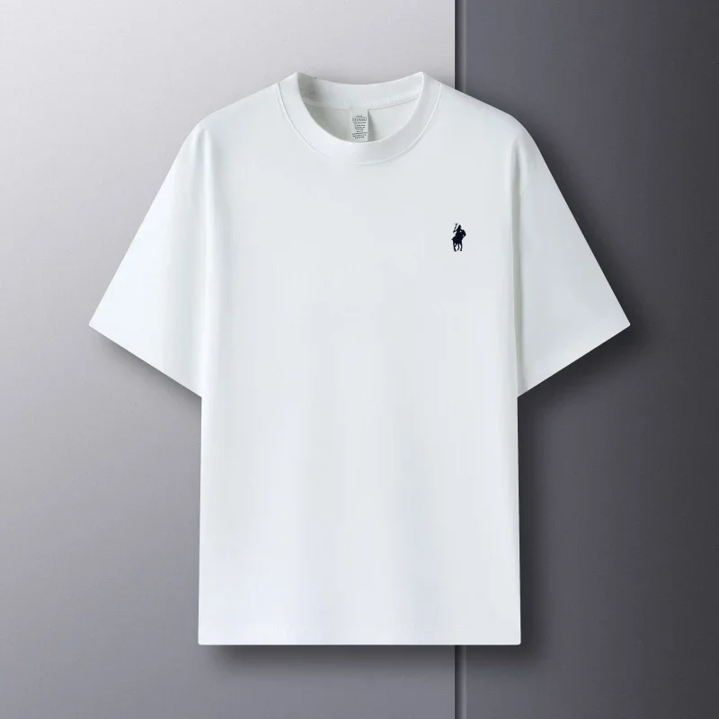 100% pure cotton short sleeve round neck men's T-shirt hot selling luxury brand summer exquisite pony embroidery breathable top