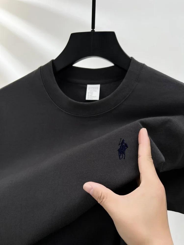 100% pure cotton short sleeve round neck men's T-shirt hot selling luxury brand summer exquisite pony embroidery breathable top