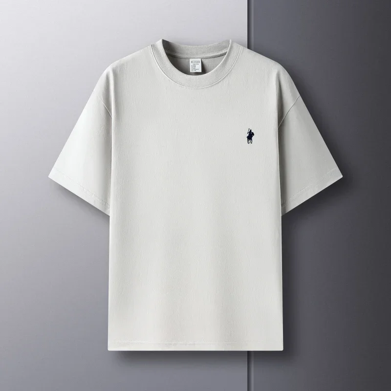 100% pure cotton short sleeve round neck men's T-shirt hot selling luxury brand summer exquisite pony embroidery breathable top