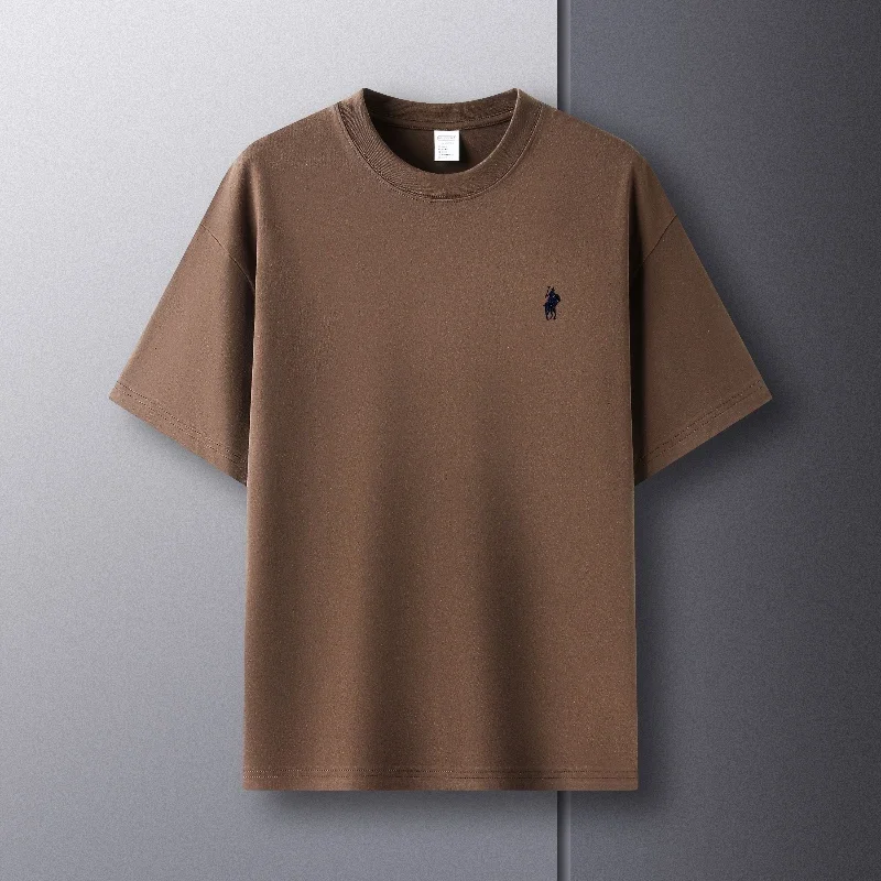 100% pure cotton short sleeve round neck men's T-shirt hot selling luxury brand summer exquisite pony embroidery breathable top