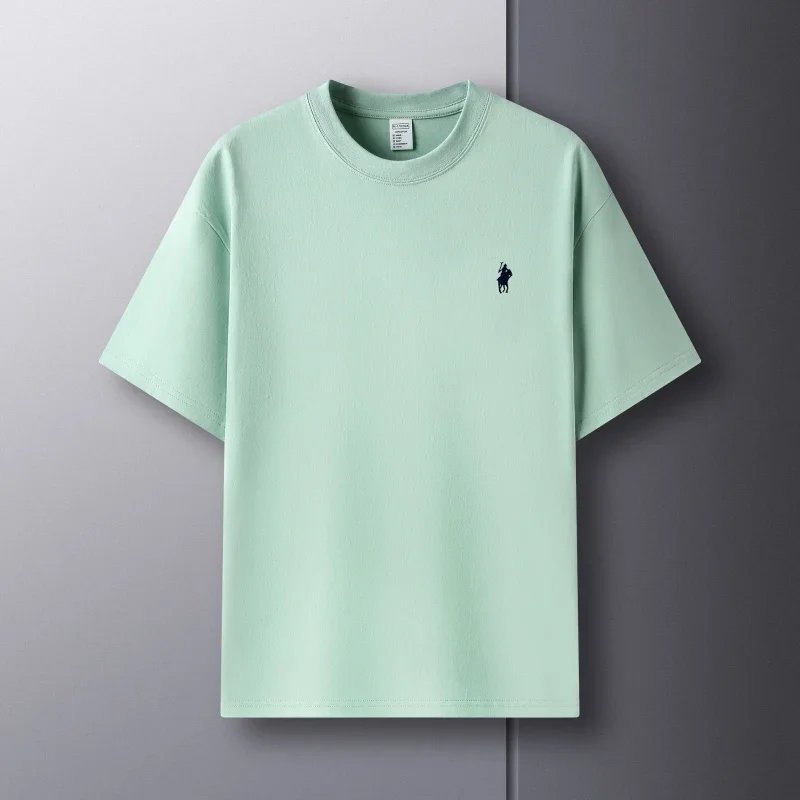 100% pure cotton short sleeve round neck men's T-shirt hot selling luxury brand summer exquisite pony embroidery breathable top