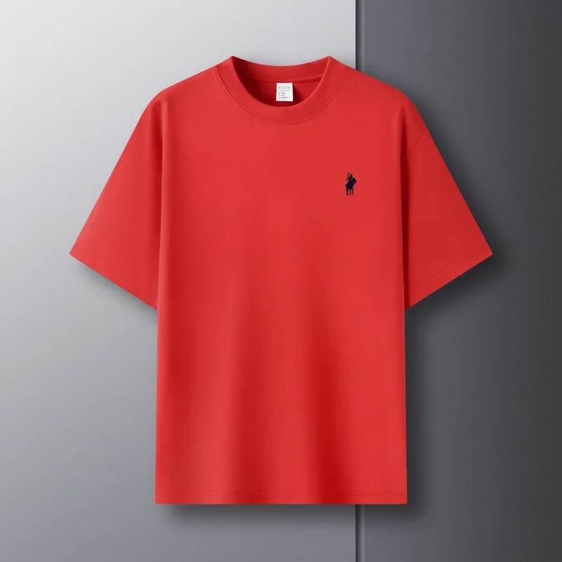 100% pure cotton short sleeve round neck men's T-shirt hot selling luxury brand summer exquisite pony embroidery breathable top