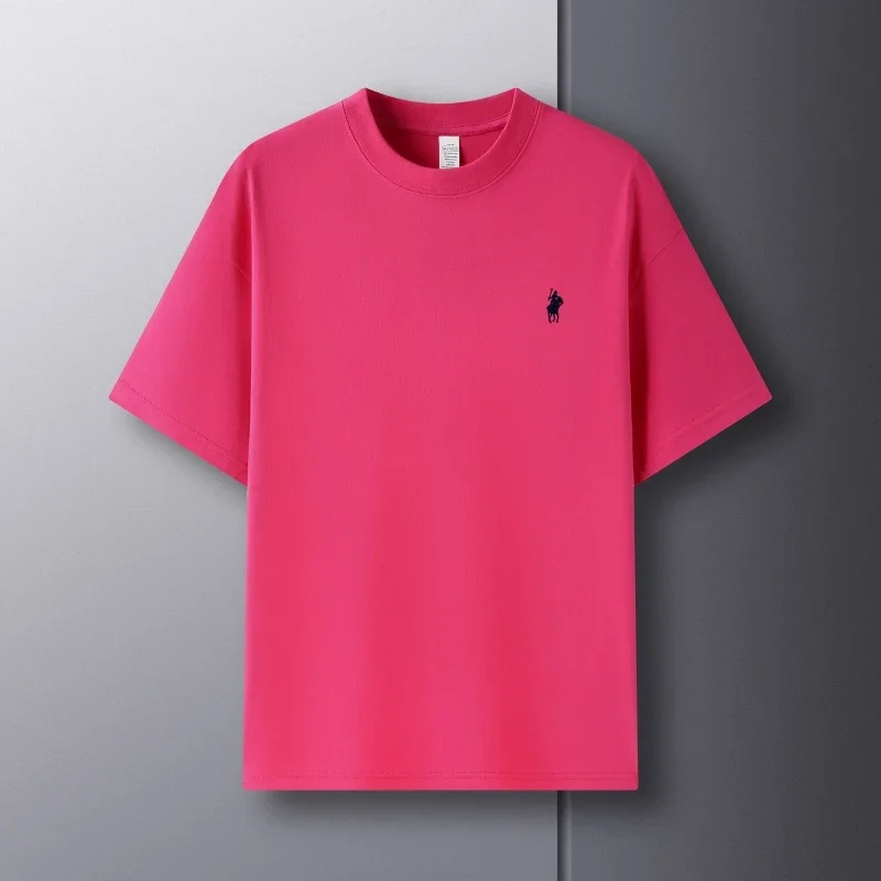 100% pure cotton short sleeve round neck men's T-shirt hot selling luxury brand summer exquisite pony embroidery breathable top