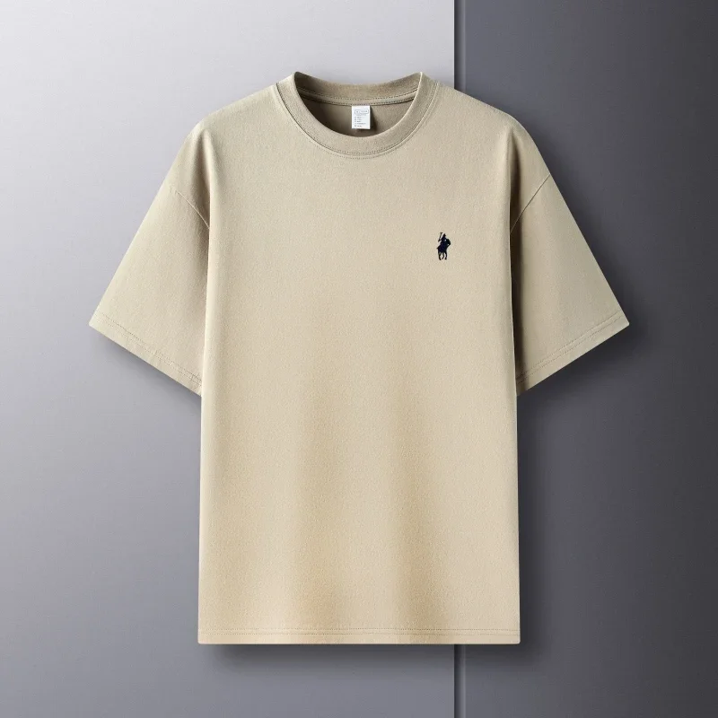 100% pure cotton short sleeve round neck men's T-shirt hot selling luxury brand summer exquisite pony embroidery breathable top