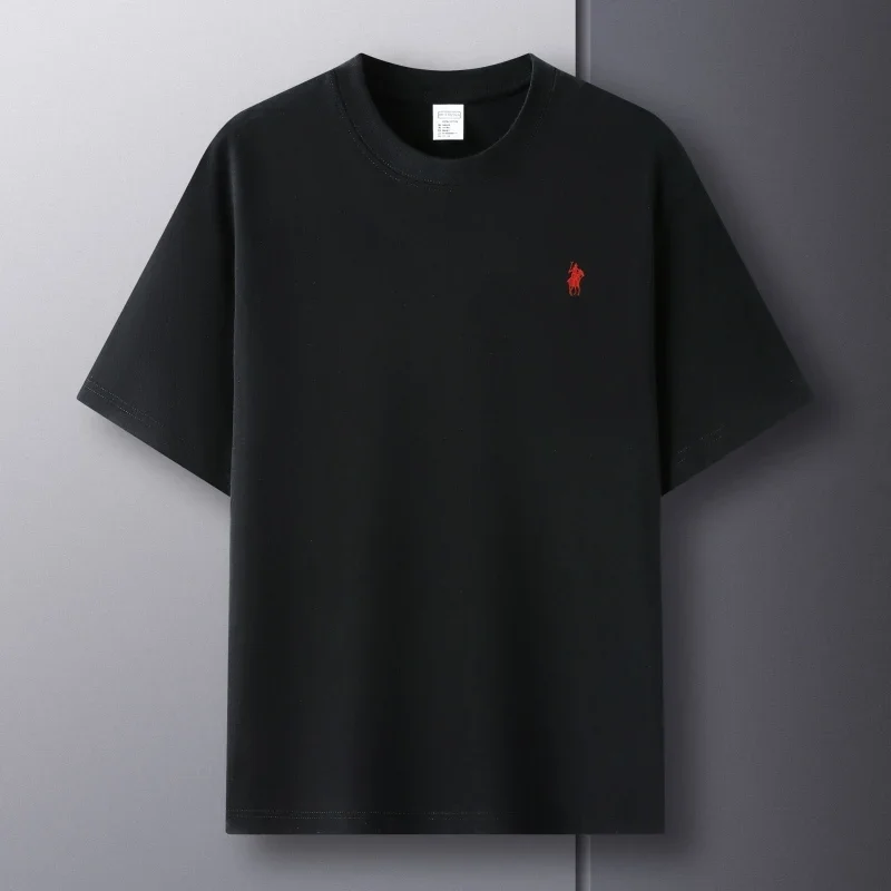 100% pure cotton short sleeve round neck men's T-shirt hot selling luxury brand summer exquisite pony embroidery breathable top