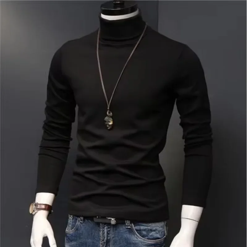 Autumn Winter Mens Turtleneck Sweaters Casual Thermal Long Sleeve Slim Fit Pullovers Stretch Basic Tops Sweatshirt Jumper TShirt