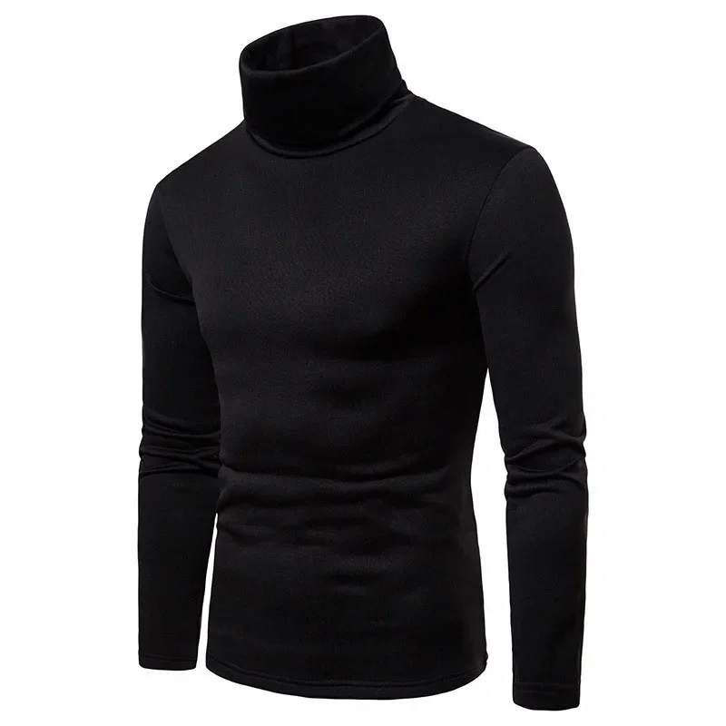 Autumn Winter Mens Turtleneck Sweaters Casual Thermal Long Sleeve Slim Fit Pullovers Stretch Basic Tops Sweatshirt Jumper TShirt