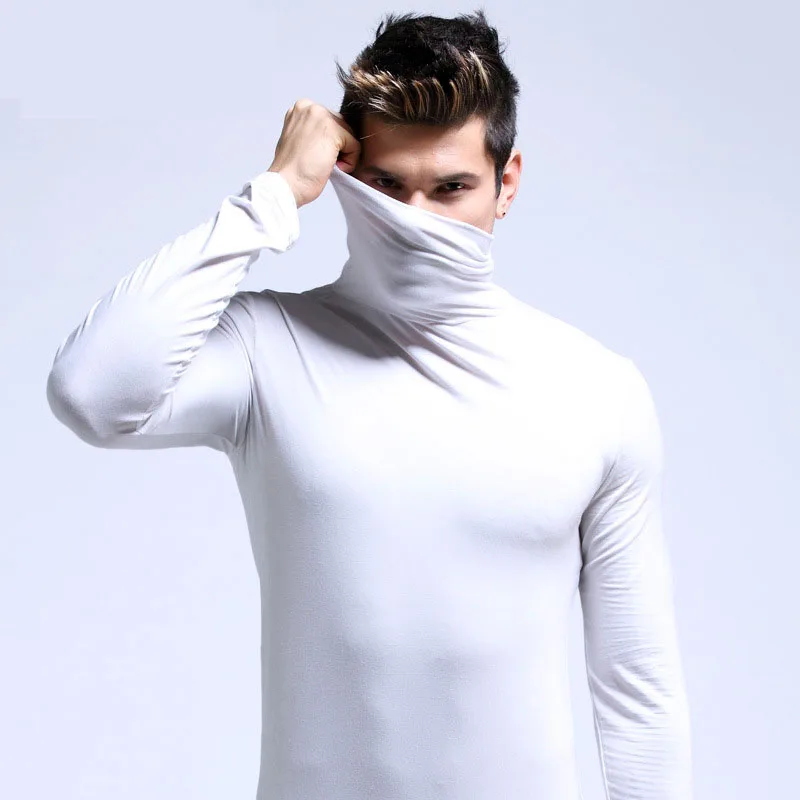 Autumn Winter Mens Turtleneck Sweaters Casual Thermal Long Sleeve Slim Fit Pullovers Stretch Basic Tops Sweatshirt Jumper TShirt