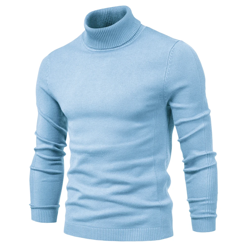 2021 New Winter Men Turtleneck Sweater Casual Solid Color Warm Pullover High Quality Slim High Neck Long Sleeve Sweater Men