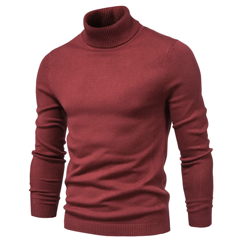 2021 New Winter Men Turtleneck Sweater Casual Solid Color Warm Pullover High Quality Slim High Neck Long Sleeve Sweater Men