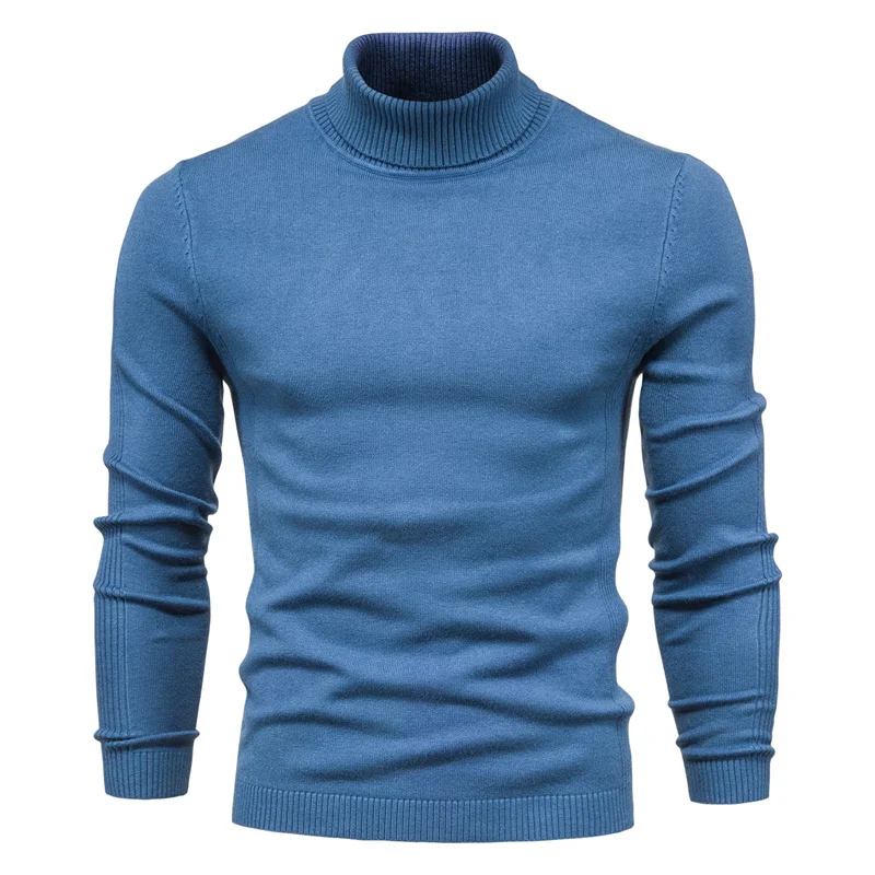 2021 New Winter Men Turtleneck Sweater Casual Solid Color Warm Pullover High Quality Slim High Neck Long Sleeve Sweater Men