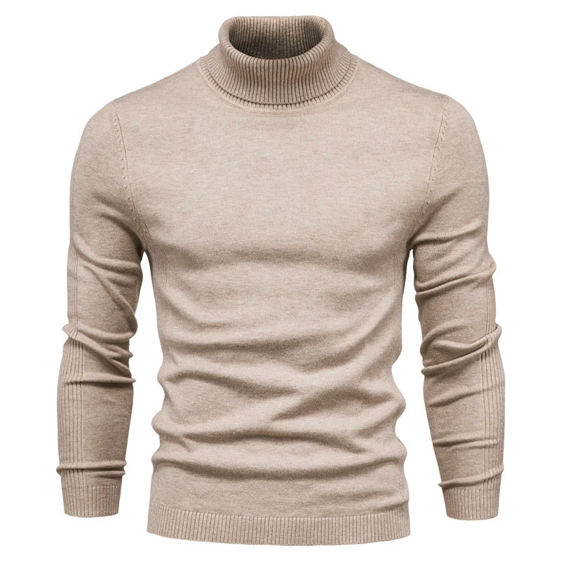 2021 New Winter Men Turtleneck Sweater Casual Solid Color Warm Pullover High Quality Slim High Neck Long Sleeve Sweater Men