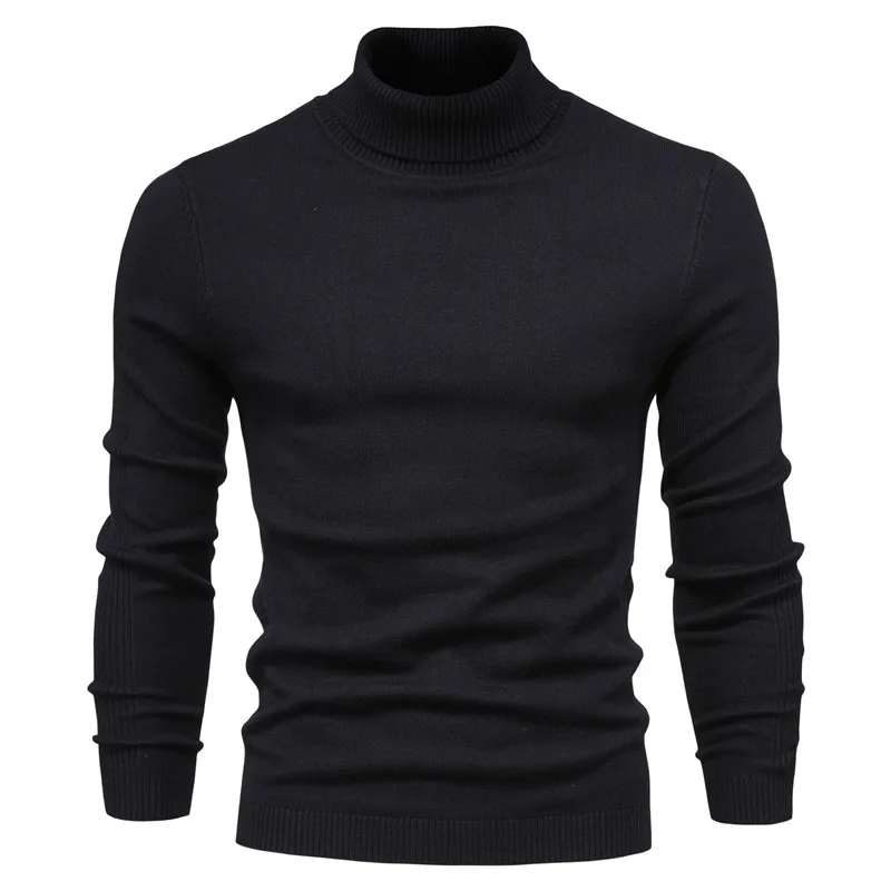 2021 New Winter Men Turtleneck Sweater Casual Solid Color Warm Pullover High Quality Slim High Neck Long Sleeve Sweater Men