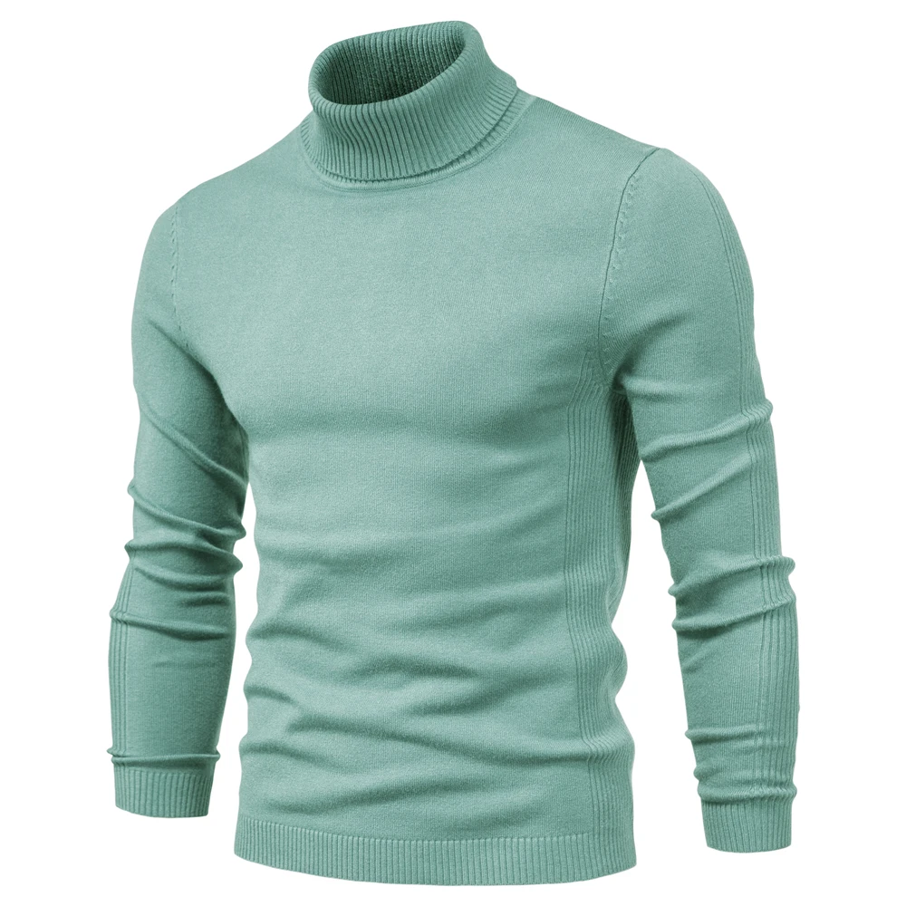 2021 New Winter Men Turtleneck Sweater Casual Solid Color Warm Pullover High Quality Slim High Neck Long Sleeve Sweater Men