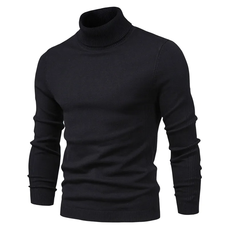 2021 New Winter Men Turtleneck Sweater Casual Solid Color Warm Pullover High Quality Slim High Neck Long Sleeve Sweater Men