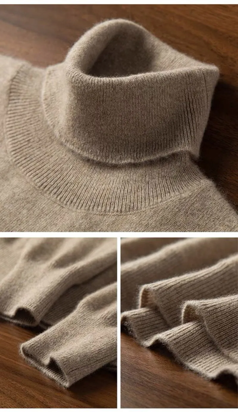 100% Pure Cashmere Wool Turtleneck Sweaters For Men Pullover 2023 Autumn Winter Soft lightweight Warm Knitted Sweater Pull Homme