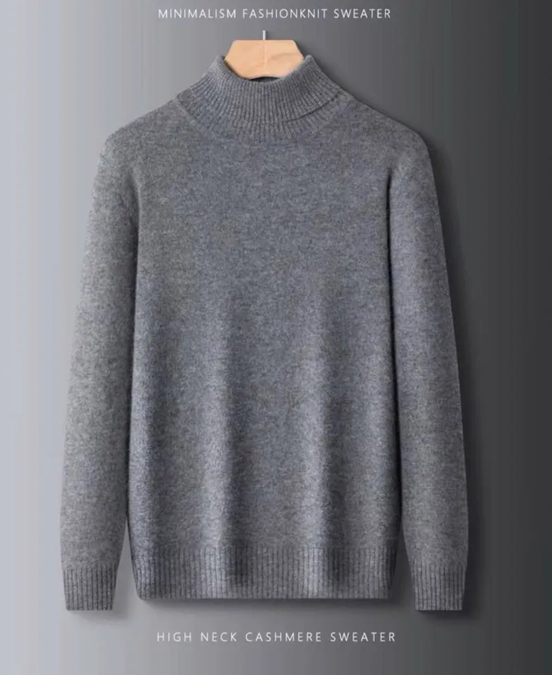 100% Pure Cashmere Wool Turtleneck Sweaters For Men Pullover 2023 Autumn Winter Soft lightweight Warm Knitted Sweater Pull Homme