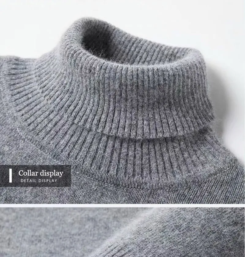 100% Pure Cashmere Wool Turtleneck Sweaters For Men Pullover 2023 Autumn Winter Soft lightweight Warm Knitted Sweater Pull Homme