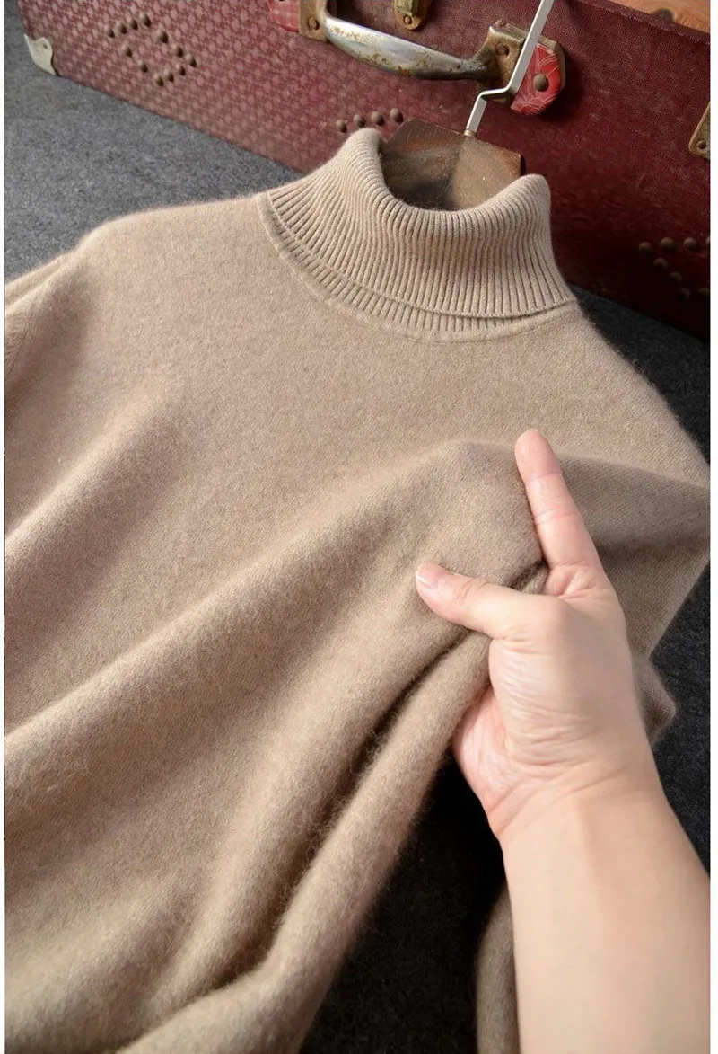 100% Pure Cashmere Wool Turtleneck Sweaters For Men Pullover 2023 Autumn Winter Soft lightweight Warm Knitted Sweater Pull Homme