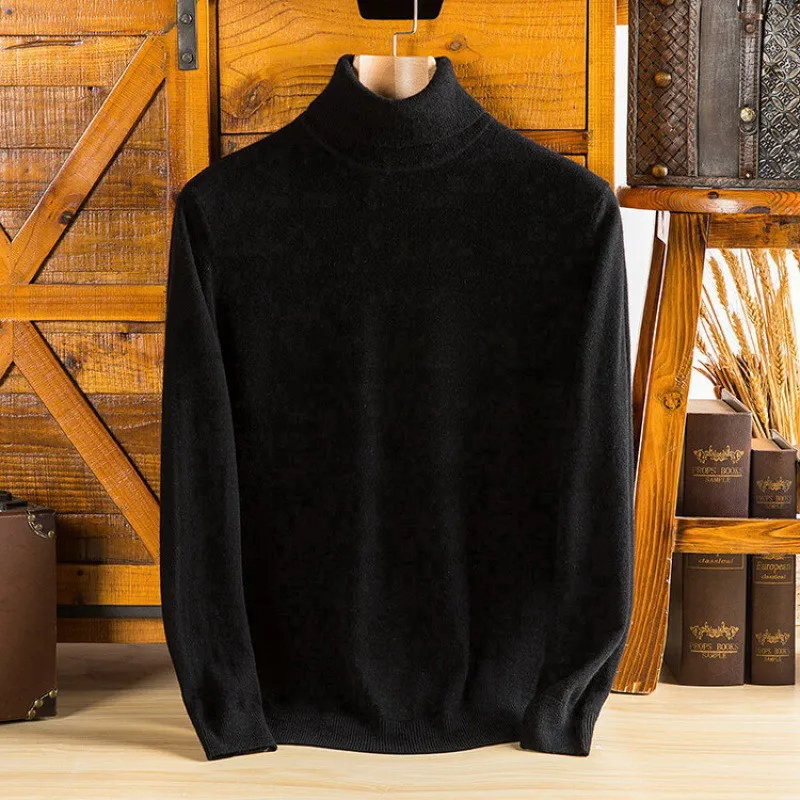 100% Pure Cashmere Wool Turtleneck Sweaters For Men Pullover 2023 Autumn Winter Soft lightweight Warm Knitted Sweater Pull Homme