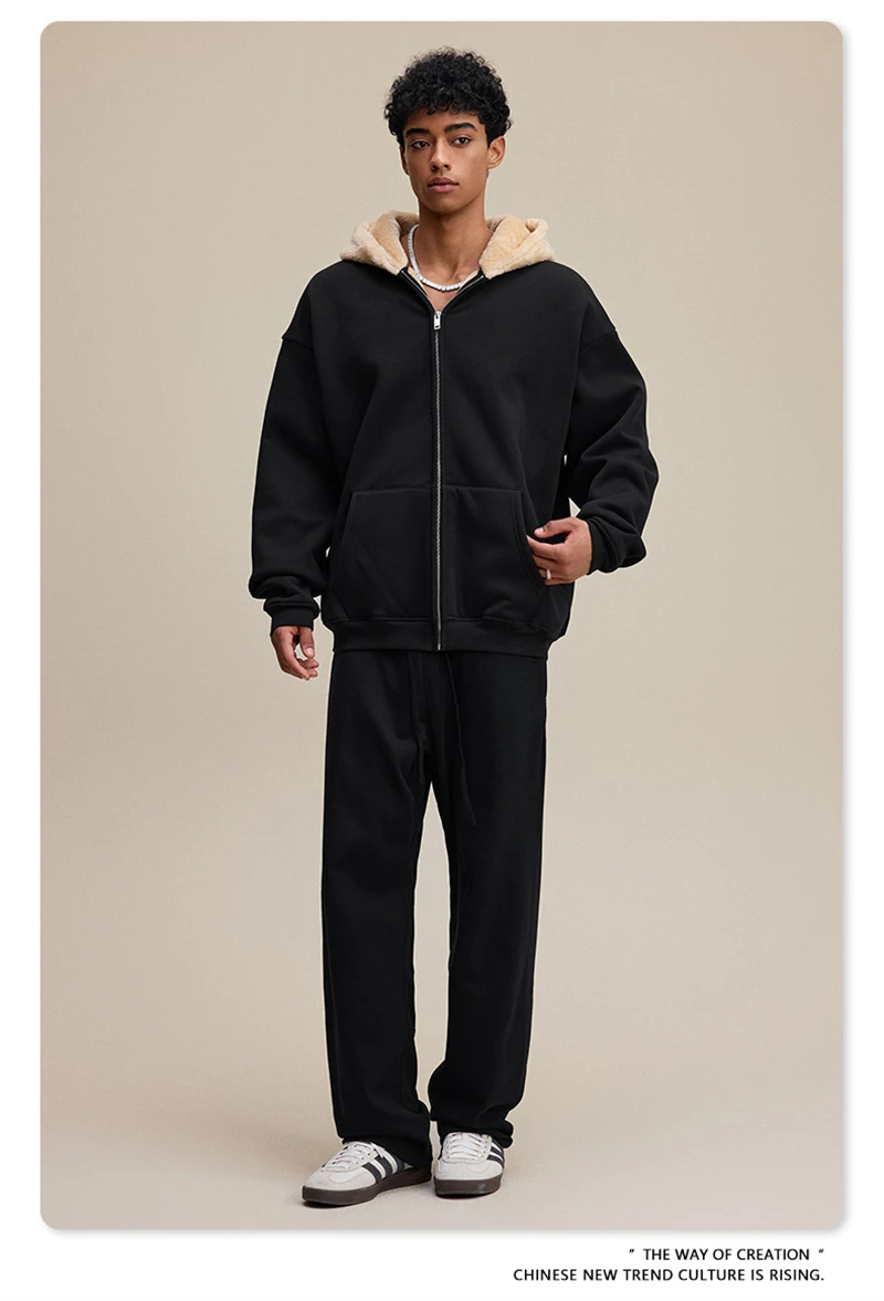 ZODF Winter Heavy Weight 560gsm Man's Zipper Hoodies Unisex Oversized Thick Warm Zip-up Hooded Fleece Coats HY1144