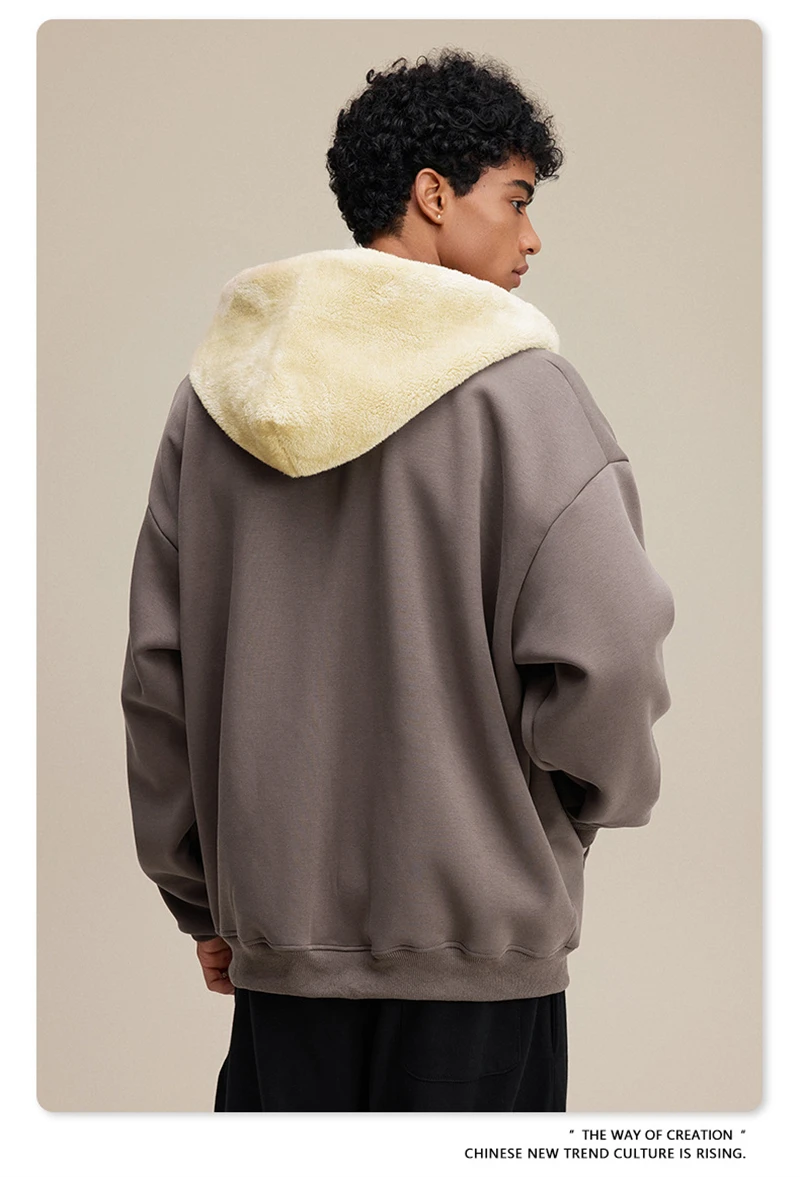 ZODF Winter Heavy Weight 560gsm Man's Zipper Hoodies Unisex Oversized Thick Warm Zip-up Hooded Fleece Coats HY1144