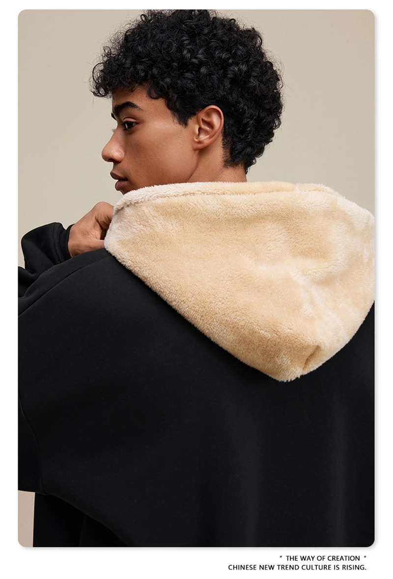 ZODF Winter Heavy Weight 560gsm Man's Zipper Hoodies Unisex Oversized Thick Warm Zip-up Hooded Fleece Coats HY1144