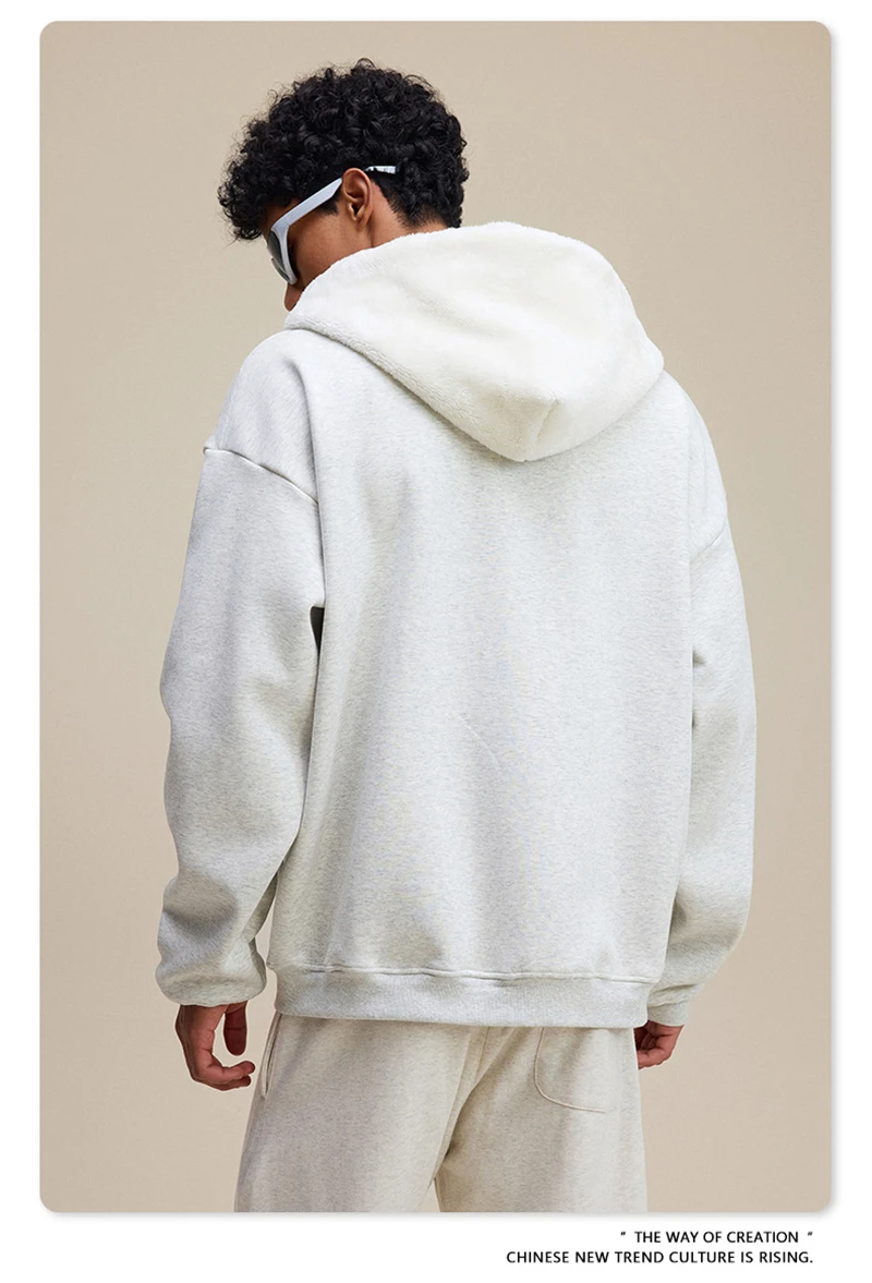 ZODF Winter Heavy Weight 560gsm Man's Zipper Hoodies Unisex Oversized Thick Warm Zip-up Hooded Fleece Coats HY1144