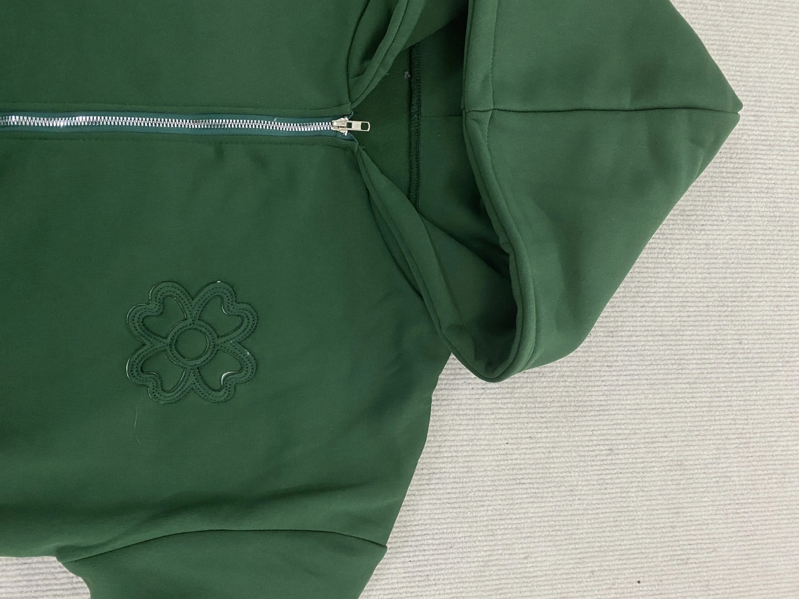 Olive Green Embroidered Zip Hoodie & Pants Set Men Streetwear Trendy Loose Casual 2-Piece Tracksuit New 2025 Fashion