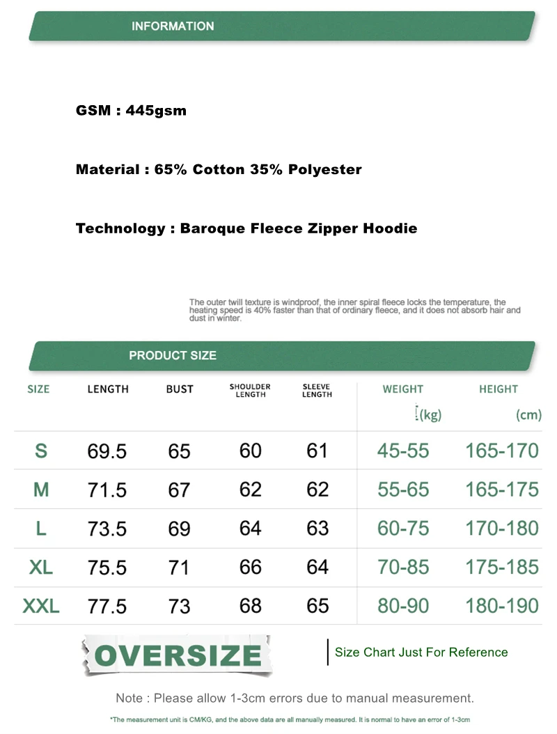 ZODF Trendy 2025 Heavy Weight 445gsm Zipper Hoodies For Man Unisex Casual Zip-up Hooded SweatShirts Coats HY1102