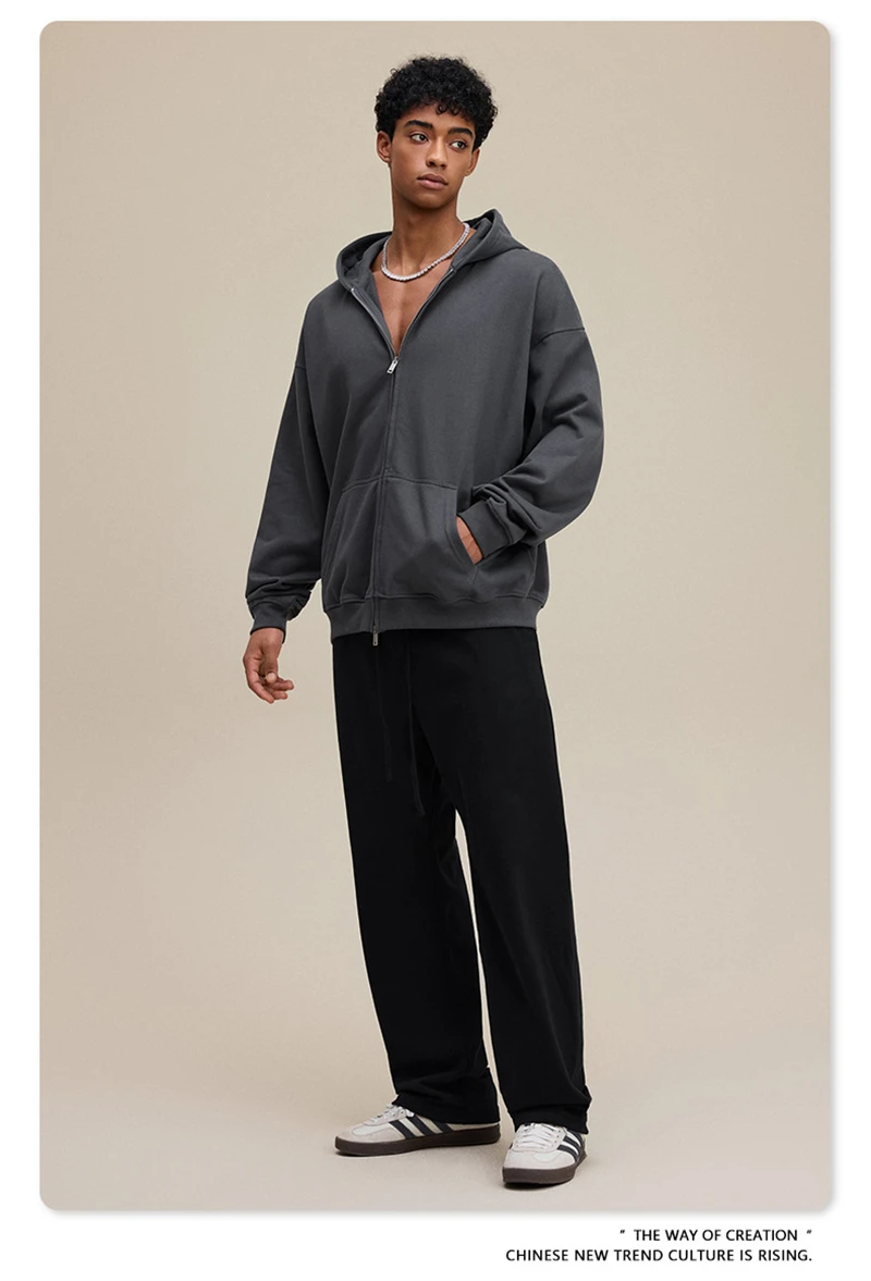 ZODF Trendy 2025 Heavy Weight 445gsm Zipper Hoodies For Man Unisex Casual Zip-up Hooded SweatShirts Coats HY1102