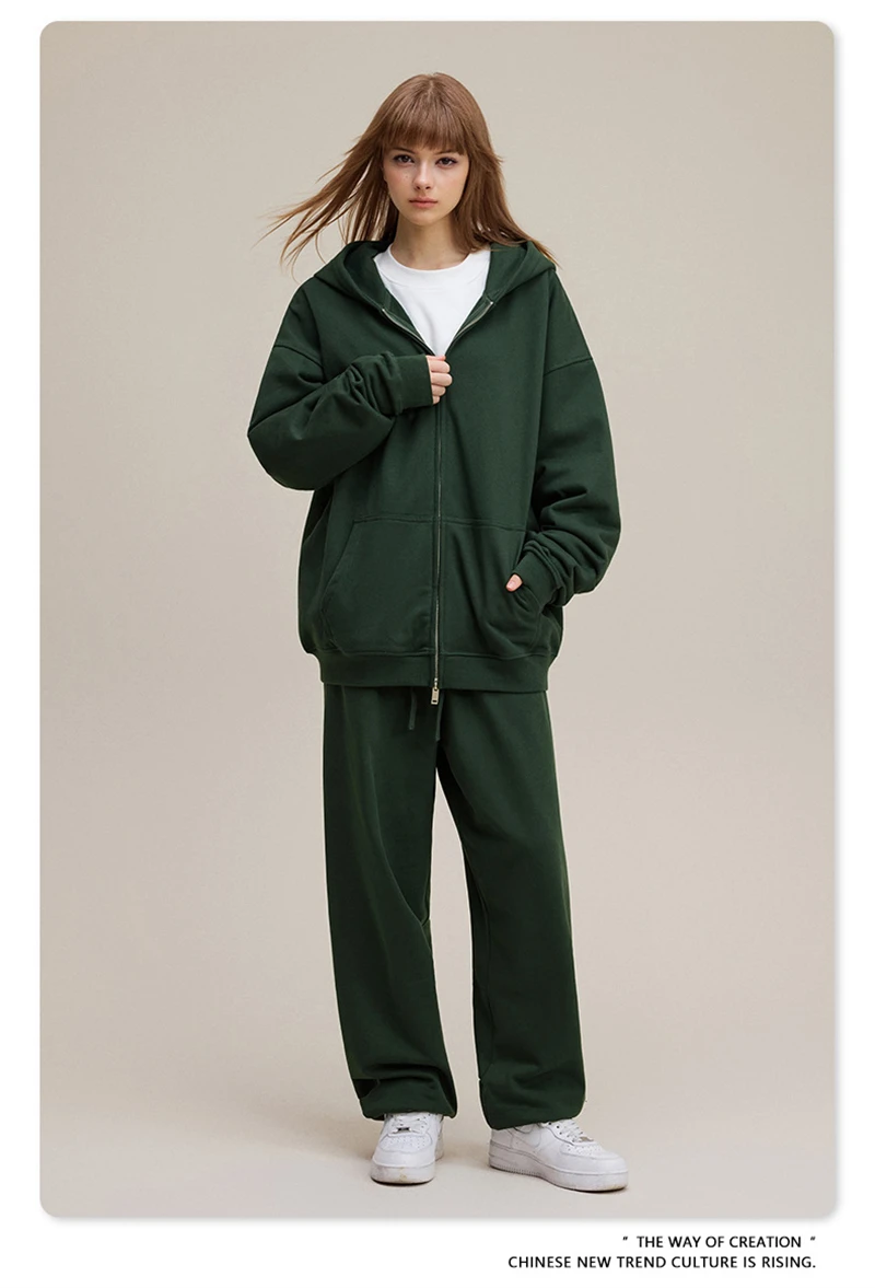 ZODF Trendy 2025 Heavy Weight 445gsm Zipper Hoodies For Man Unisex Casual Zip-up Hooded SweatShirts Coats HY1102