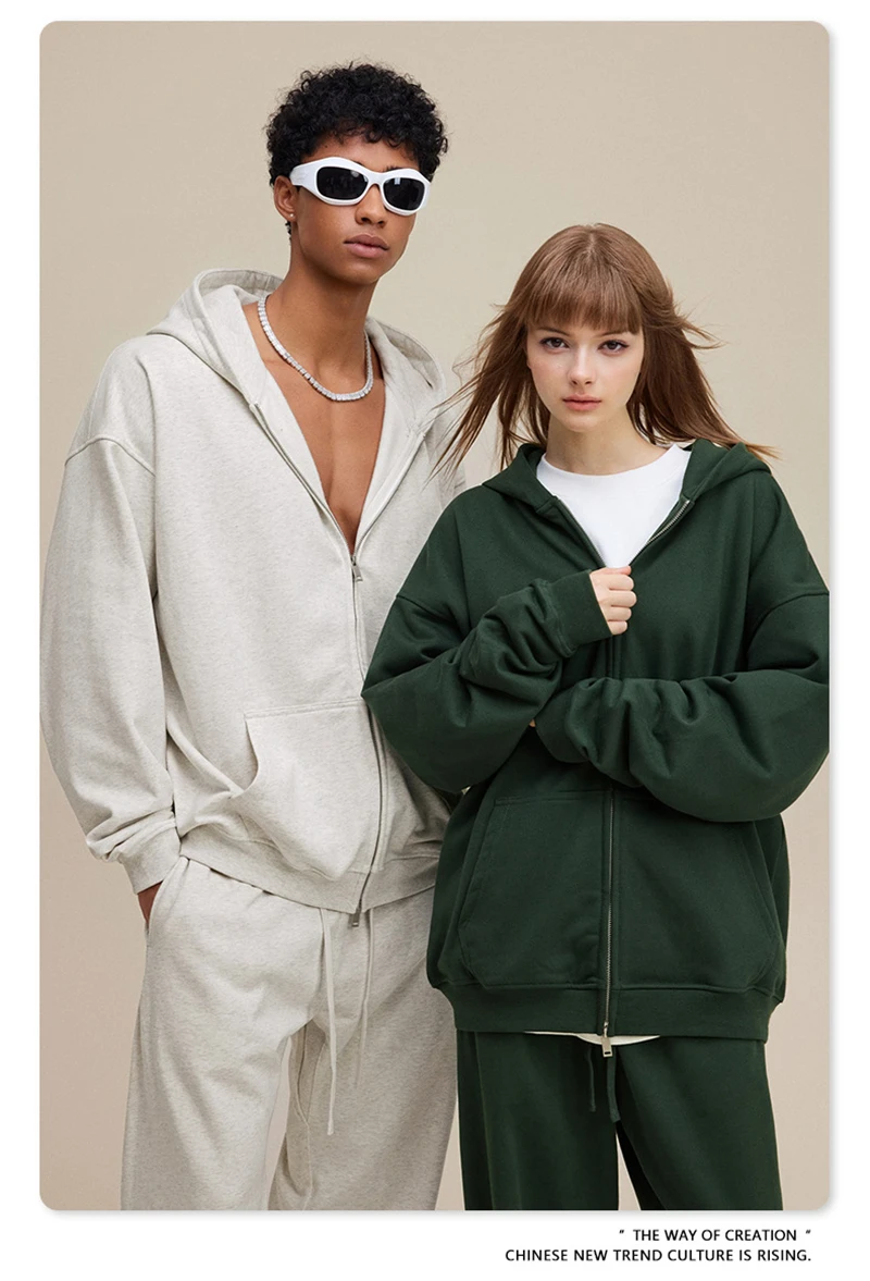 ZODF Trendy 2025 Heavy Weight 445gsm Zipper Hoodies For Man Unisex Casual Zip-up Hooded SweatShirts Coats HY1102