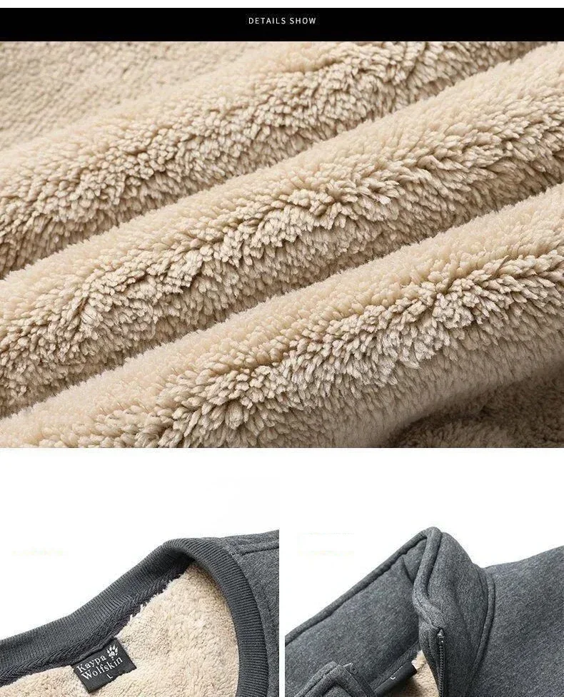 Winter Sweatshirt Men Long Sleeves Men Fleece Lined Warm Sweatshirt Pure Color Quarter Zip Sweatshirt Thicken Plus Size 8XL