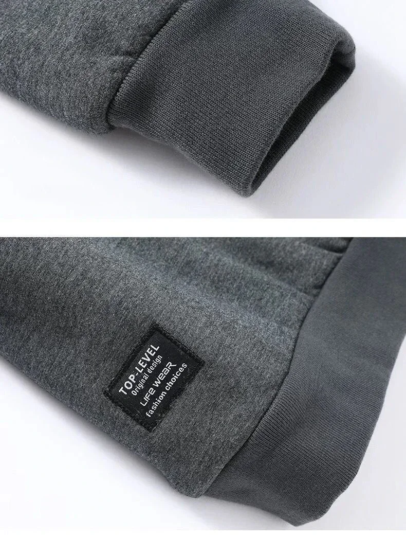 Winter Sweatshirt Men Long Sleeves Men Fleece Lined Warm Sweatshirt Pure Color Quarter Zip Sweatshirt Thicken Plus Size 8XL